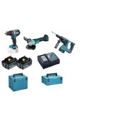 Combo Kit Makita 18V DHP484+Dga504+Dhr243 + 2BL1850+DC18RC+2xMAKPAC