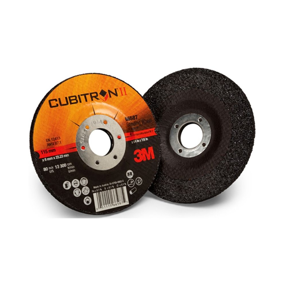 Dischi abrasivi da sbavo 3M Cubitron II T27 125mm a centro depresso (10pz) 7mm