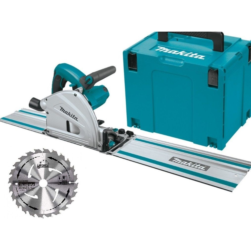 kit da taglio makita sega circolare sp6000j +binario guida 1500mm art. 199141-9 + disco per sega circolare a-89632 +valigetta