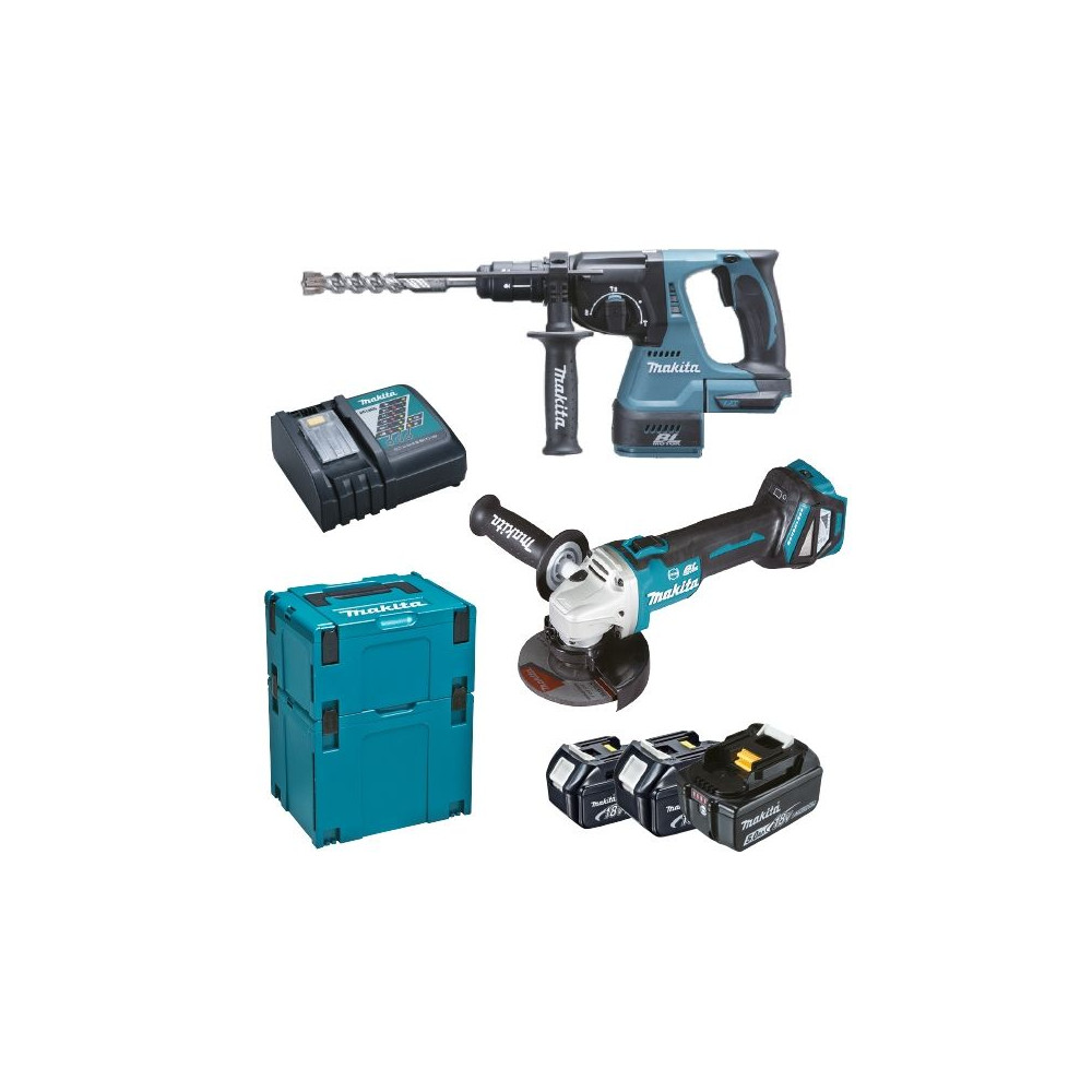 Kit Martello perforatore + Smerigliatrice Makita DLX2256tj1