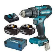 TRAPANO AVVITATORE PERCUSSIONE 18V MAKITA DHP485RTJ +CARICABATTERIA 2BATTERIE X5,0AH+MACPAC