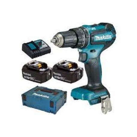 TRAPANO AVVITATORE PERCUSSIONE 18V MAKITA DHP485RTJ +CARICABATTERIA 2BATTERIE X5,0AH+MACPAC