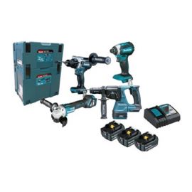 kit 4 elettroutensili Makita DLX4158TJ 18 V con3 batterie da 5ah con caricabatterie  2 valigette 