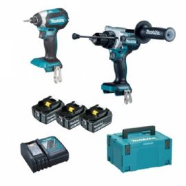 kit makita dlx2418tj composto da trapano avvitatore dhp486+ avvitatore impulsi dtd153 + 3 batterie da 5ah,caricabatterie,valigetta