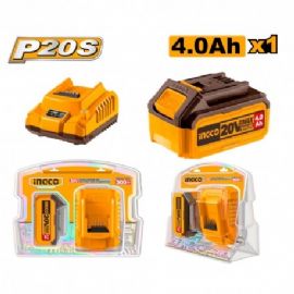 KIT BATTERIA + CARICABATTERIE 4Ah INGCO (FBLI2002+FCLI2001E) 